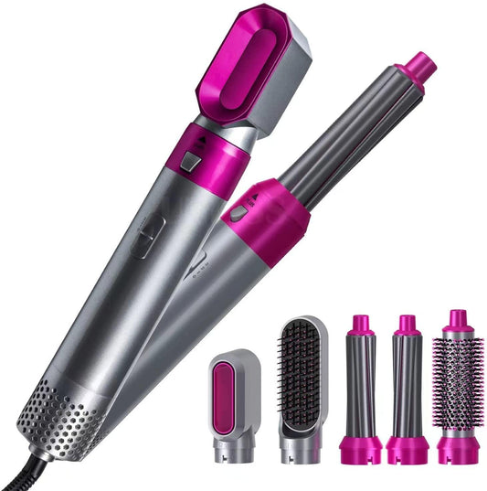 5 in 1 Hairstyler Pro Pink - Effortlessly switch between sleek straight, luscious waves, bouncy curls, and perfect crimps—all with one powerful tool.